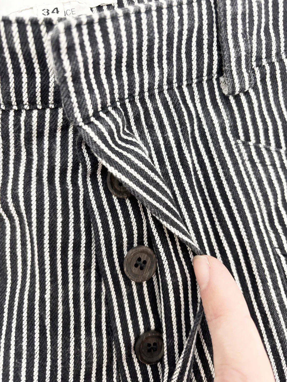 Balenciaga S/S 2001 metal clip striped pants — JAMES VELORIA